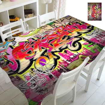 Kietas Hip-Hop Street Art Staltiesė Dekoratyvinis Repas, Grafiti, staltiesė Padengti Retangle Lentelė Vandeniui Grunge Šaliai Dekoro