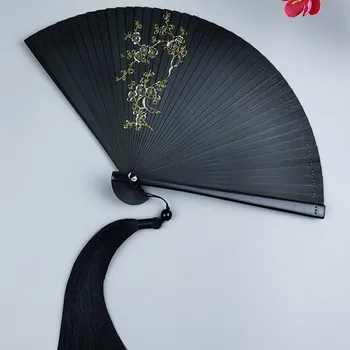 Kinijos Bambuko Ventiliatorius Nešiojamų Derliaus Moterų Hanfu Šokio Gerbėjų Rankų Darbo Vasaros Mažas Panele Vertus Lankstymo Ventiliatorius Abanicos Para Boda