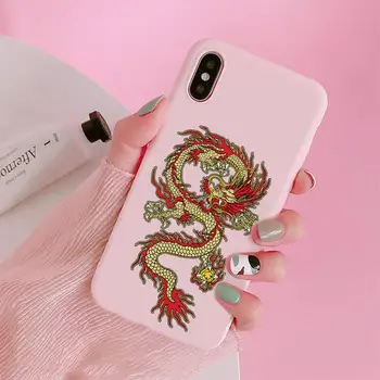 Kinijos drakonas retro gyvūnų Telefono dėklas Saldainiai Spalvos iPhone 6 7 8 11 12-os mini pro X XS XR MAX Plus
