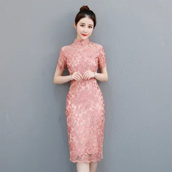 Kinų Suknelė Vandenyje tirpus Išsiuvinėti Nėriniai Cheongsam Kasdien Slim Cheongsam Suknelė Vestuvių Qipao