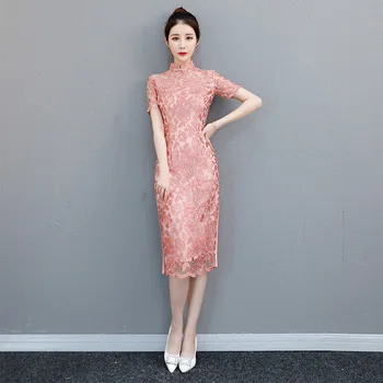 Kinų Suknelė Vandenyje tirpus Išsiuvinėti Nėriniai Cheongsam Kasdien Slim Cheongsam Suknelė Vestuvių Qipao