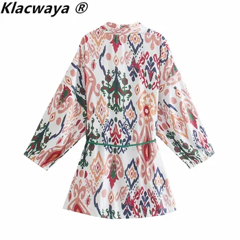 Klacwaya 2021 Moterų Derliaus Spausdinti Kimono Stiliaus Megztinis Palaidinės + Moteris Aukštos Trumpo Juosmens Kelnes, Ponia, Apranga, Šortai Vasaros Rinkiniai
