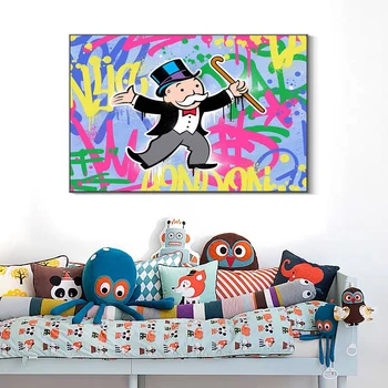Klasikinis Cartoon Animacinis Personažas Grafiti Plakatas Freskos Šeimos Miegamojo, Vaikų Kambario Sienų Apdailos Drobė Menas (be Rėmelio)
