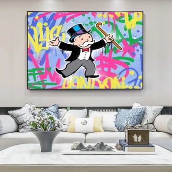 Klasikinis Cartoon Animacinis Personažas Grafiti Plakatas Freskos Šeimos Miegamojo, Vaikų Kambario Sienų Apdailos Drobė Menas (be Rėmelio)