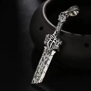 Klasikinės gotikos pakabukas karoliai pakabukas sidabro sidabro ėdrus broken sword kietas gatvės stiliaus karoliai vyrams, moterims, n