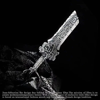 Klasikinės gotikos pakabukas karoliai pakabukas sidabro sidabro ėdrus broken sword kietas gatvės stiliaus karoliai vyrams, moterims, n