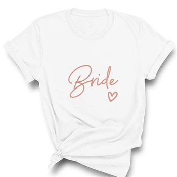 Komanda Nuotaka Meilė Širdies Marškinėliai Estetinės Bridesmaid Nuotaka Būrys T-shirt Moterims, Ulzzang Vestuves Viršūnes 1SS8