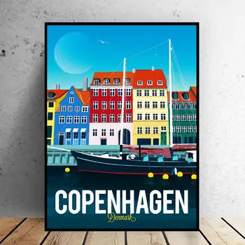 Kopenhagos Drobė Spausdinti Sienos Meno Plakato Nuotrauką Modernus Minimalistinis Miegamasis Kambarį Apdaila, Be Rėmelio
