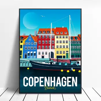Kopenhagos Drobė Spausdinti Sienos Meno Plakato Nuotrauką Modernus Minimalistinis Miegamasis Kambarį Apdaila, Be Rėmelio