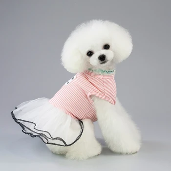 Korėjos Dryžuotas Šuniukas Šuo Suknelės Mažų Šunų Drabužius Kačių Drabužiai Augintiniai, Šunų, Komplektai, Mergina Nemokamas Pristatymas Lašas Laivas