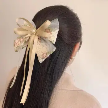 Korėjos Juostelės Laivapriekio Pavasarį Žiburių Plaukų Clips Siuvinėjimo Gėlių Plaukų Segtukai Audinio Plaukų Lankai Hoop Kasdien Atsitiktinis Plaukų Aksesuarai Dovanos
