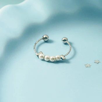 Korėjos Mados Perlų Atidarymo Žiedas Moterims Išskirtinį Sidabro Spalvos Žiedas Priedai Elegantiškas Vestuvės Juvelyrika Dovana