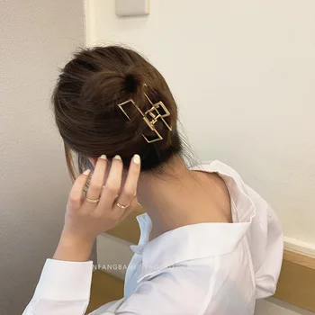 Korėjos Minimalistinio Stiliaus Geometrinis Metalo Sugauti Įrašą Plaukai Surišti Į Uodegą Įrašą Moterys, Vonia, Plaukų Clips Plaukų Aksesuarai