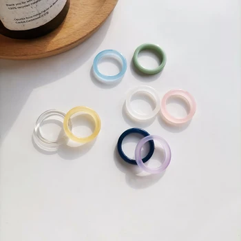 Korėjos Retro Geometrinių Spalvų Vaisių Žiedas korėjos Versija INS Vėjo Skaidrų Žiedą Mergaitė Candy Spalvos Vaisių Žiedas