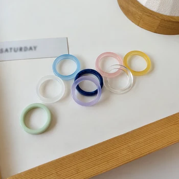 Korėjos Retro Geometrinių Spalvų Vaisių Žiedas korėjos Versija INS Vėjo Skaidrų Žiedą Mergaitė Candy Spalvos Vaisių Žiedas
