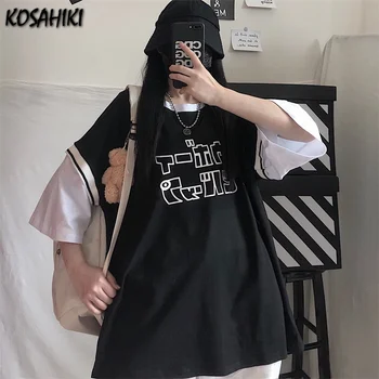 KOSAHIKI Moterų Marškinėliai korėjos Stiliaus Pasisekė Išspausdinti 2021 Naujas trumpomis Rankovėmis T Shirts Vasaros Hip-Hop Atsitiktinis Viršūnes Streetwear