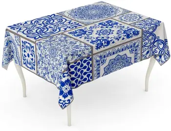 Kratinys Viktorijos Motyvai Majolica Keramikos Mėlynos ir Baltos Azulejo Originalus Tradicinės portugalijos Ispanija Gėlių staltiesė
