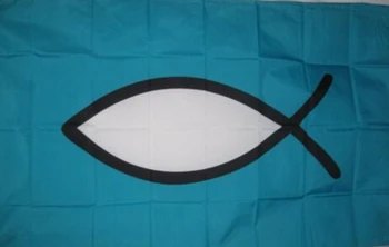 Krikščionių Jėzaus Kristaus Žuvų Vėliavos 3ft x 5ft Poliesteris Reklama Plaukioja 150* 90 cm Užsakymą vėliavos C2