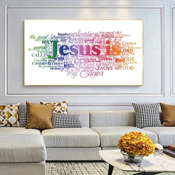 Krikščionių Jėzus Raidžių Plakatai ir Spausdina ant Sienų Paveikslai Tapyba Spalvinga Sienos Meno Nuotrauką Kambarį Bažnyčios Puošimas