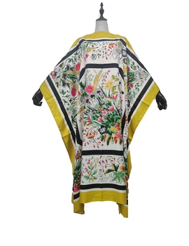 Kuveitas Negabaritinių Naujų Gėlių 2021 M. Vasarą Bohemijos Visas Ilgis Šilko Kaftan Maxi Suknelė Dashiki Afrikos BouBou Abaja Dubajus Suknelės