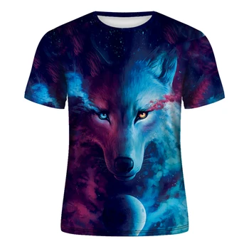 Kvėpuojantis prakaitas sugeriančios T-Shirt Vyrai Wolf 3D Atspausdintas Juokinga T marškinėliai, Unisex marškinėliai, Prekės ženklo Drabužių vasarą viršų
