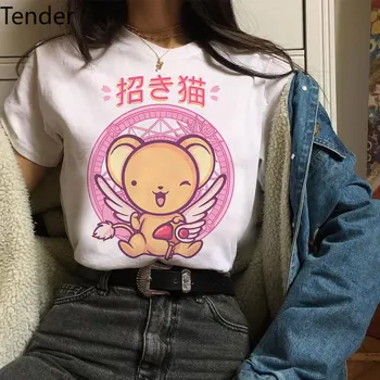 Kwaii moteriški marškinėliai Sakura Magic Girl Anime cosplay T-shirt Juokinga Viršūnes Kortelės Gūstītājs Grafinis Tees korėjos Moterų Tshirts