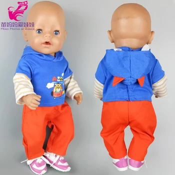 Kūdikių Lėlė Berniukas hoody džemperis ir kelnės 17 colių kūdikių lėlės drabužiai kelnės rinkinys