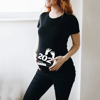 Kūdikių Pakrovimo 2021 Spausdinti Nėščia T Motinystės Marškinėliai trumpomis Rankovėmis T-shirt Nėštumo Skelbimas Marškinėliai Nauja Mama Tshirts Drabužiai