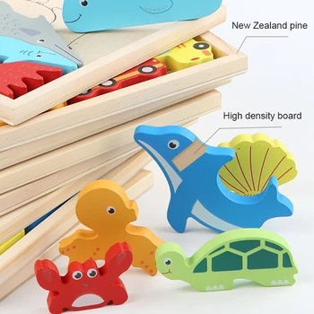 Kūdikių Žaislai, Mediniai 3d Puzzle Tangram Formų Mokymosi Animacinių filmų Gyvūnų Žvalgybos Dėlionės, Žaislai Vaikams, Švietimo Dovana
