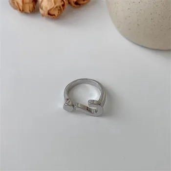 Kūrybinis Dizainas klaustuko Sidabro Spalvos Žiedas Elegantiškas Moteris Atidaryti Karka Žiedas Mados Žavių Moterų Papuošalai