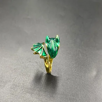 Kūrybiškumą Dizaino Žvaigždėtas Dangus Mielas Mažas Green Dragon Atidarymo Žiedas Spalvinga Rankų Darbo Unikalų Žavesį, Moterų, Aukso Žiedai, Papuošalai