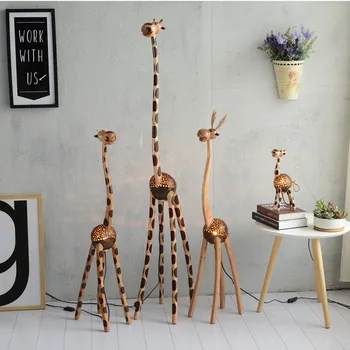Kūrybos stalo lempa naktį šviesos žirafa dovanų kokoso lukšto lempos miegamojo lovos net raudona atmosfera rankdarbių namų amatų medienos