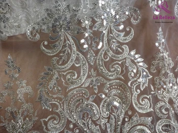 La Belleza 2021 mados vestuvių nėriniai,Didelis modelius nėrinių audinys,sidabrinė duobute vestuvių suknelė nėrinių audinio 51