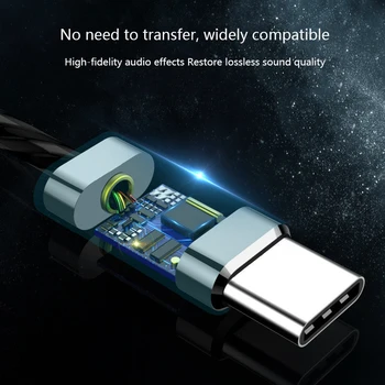 Laidinis Ausinių Tipas C Dinaminis Ratai HiFi USB-C ausis įkišamos Į ausis Bass Metalo Sporto Žaidimų Ausinės su Mic už Xiaomi 
