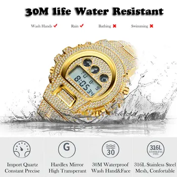Laikrodžiai Vyrams 2021 MISSFOX Elektroninių Stiliaus Skaitmeninis Šoko Sporto Led Watch Vandeniui Chronograph Nerūdijančio Plieno Žmogaus Laikrodis Naujas