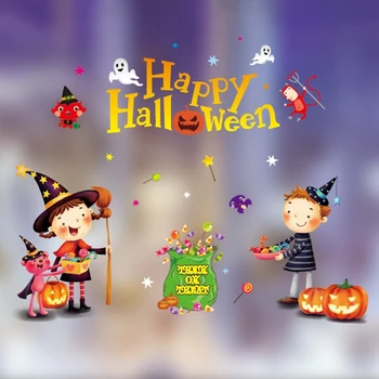 Laimingas Halloween Lango Lipdukas Sienų Dekoras Baisu Moliūgų Vaiduoklių Kaukolė Papuošalai