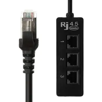 LAN Ethernet Tinklo RJ45 1-3 Jungtis Splitter Adapterio Kabelį 3 x RJ45 Female Jungtis 1 x RJ45 Male Plug Kompiuteriniai Kabeliai