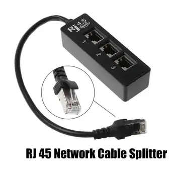 LAN Ethernet Tinklo RJ45 1-3 Jungtis Splitter Adapterio Kabelį 3 x RJ45 Female Jungtis 1 x RJ45 Male Plug Kompiuteriniai Kabeliai