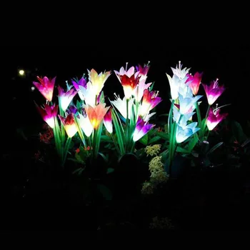 Lauko 4 Saulės Lily Žibintų Led Dirbtinių Gėlių Dekoratyvinės Šviesos Sodas Grindų Įdėjimas