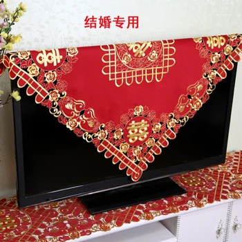 LCD TV Padengti Rankšluostį Naujas Kinijos Švenčių, Vestuvių Dulkių Šluoste Xi Pobūdžio Vestuvių Ceremonija Staltiesė Raudona Švenčių Stilius