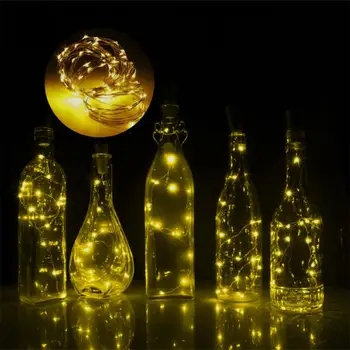 LED Butelio Kamštis Šviesos Eilutę Vyno Butelis Sidabro Gija Lempos String Rankdarbių partijų Vestuvių Kalėdų Helovinas Baro Dekoras