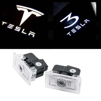 LED Durų Žibinto Iškyša Lempa Tesla Sveiki Lempos 2vnt už Tesla MODEL3 X-Modelis S Sveikintinas Šviesos Logotipas Šviesos Priedų
