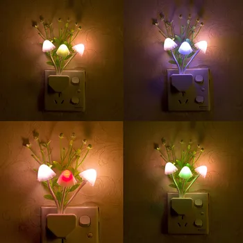 LED Grybų Naktį Šviesos JAV, EU Plug Romantiška Spalvinga Naktinės Lemputės Atomsphere Lempa Namų Apšvietimo Apdaila jungiklis arba jutiklis