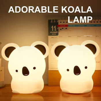 LED Mielas Koala Spalvinga Naktį Šviesos Įkraunamą Jutiklinį Šviesos Vaikai, Naktiniai staleliai, Lempa Minkšto Silikono Darbalaukio Šviesos Kūdikių Bamblys