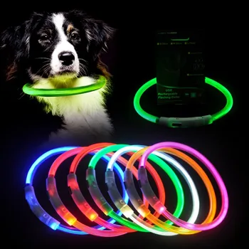 LED Naktį Saugos Mirksi Švyti Šunų Antkaklis Naktį Šunų Antkakliai Žėrintis Šviesos naminių Gyvūnėlių Apykaklės USB Įkrovimo