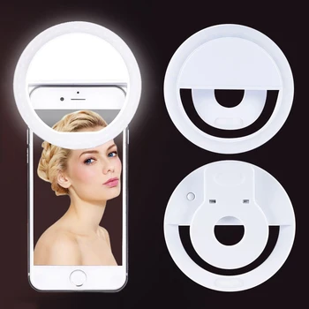 LED Žiedo Mobiliojo Telefono Selfie Šviesos Lengva Nešiotis USB Įkrovimo Pritemdomi Žiedas Šviesiai Tinka Mobiliųjų Telefonų Ir Nešiojamųjų kompiuterių 2021