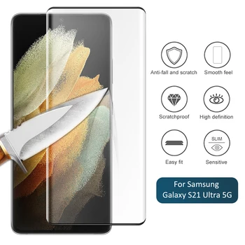 Lenktas Ekranas Grūdinto Stiklo Plėvelė Samsung Galaxy S21 Ultra 5G Aukštos Kokybės Nulio Įrodymus, Screen Protector Filmas S21 Ultra