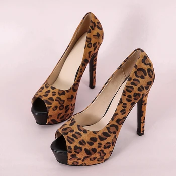 Leopard kulniukai didelis dydis moterų siurbliai, aukštakulniai sandalai moterims atidaryti kojų kulnai juoda rausva balta aukštakulnius moterys biuro šalis bateliai