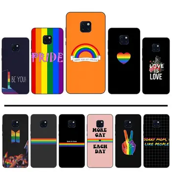 LGBT spalvų vaivorykštė Juodoji TPU Minkštas Telefono dėklas Padengti Huawei Mate 9 10 20 Pro lite 20x nova 3e P10 plius P20 Pro lite Honor10