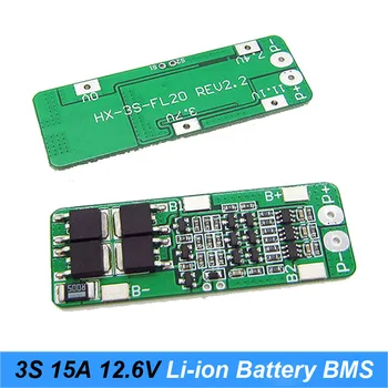 Li-ion Ličio Baterija 3S 15A 18650 Įkroviklis Apsaugos Valdybos PCB BMS 12,6 V Elementų Įkrovimo Apsaugos Modulis, elektriniai įrankiai
